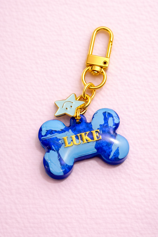 Plaquita marmoleado azul rey