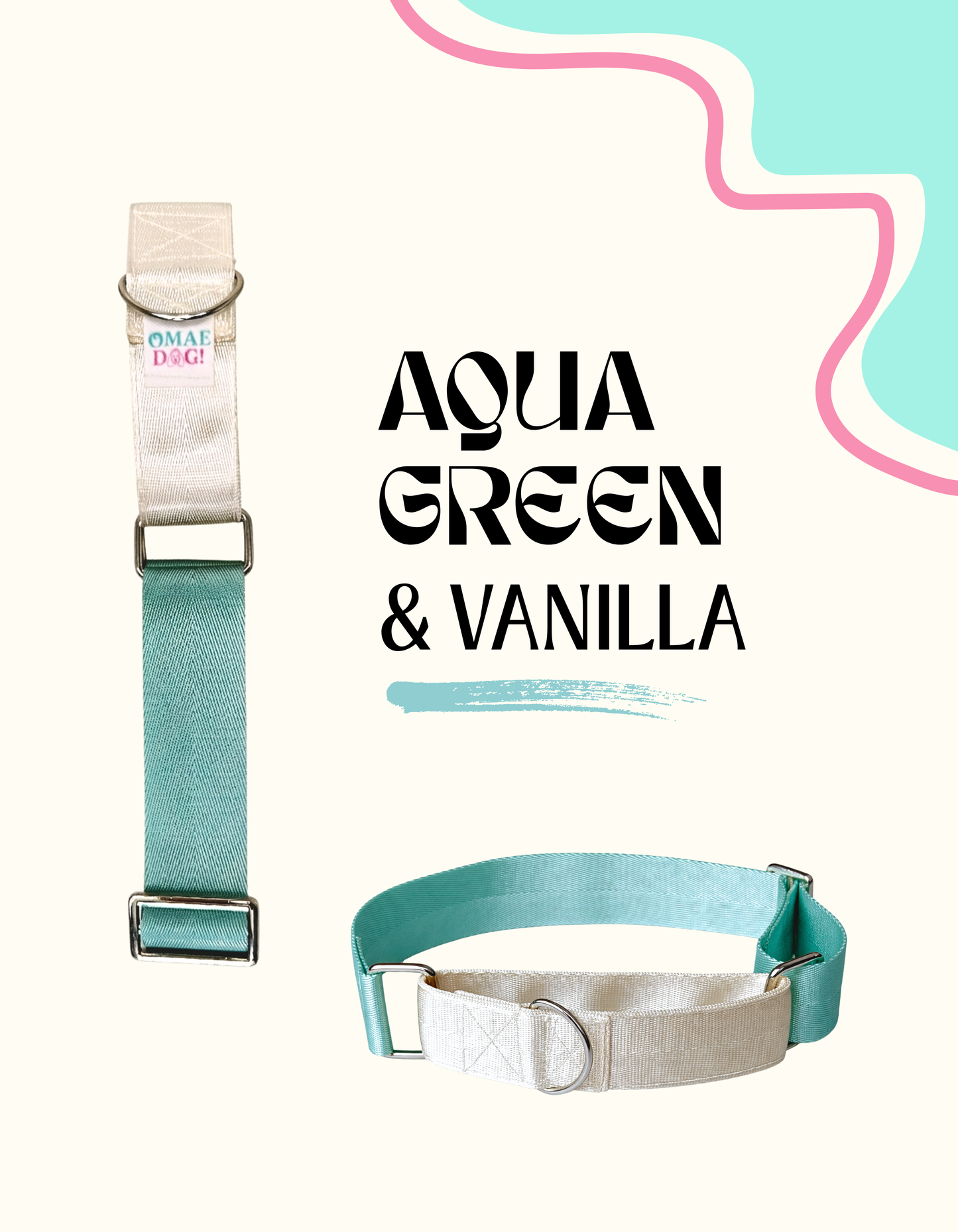 Collar Martingale AquaGreen &Vanilla
